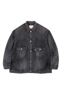 Selvage Denim Jacket - BLACK_DARK FADE (GM251-30185DB)