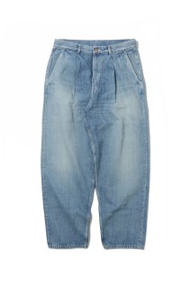 Selvage Denim Two Tuck Tapered Pants - INDIGO_LIGHT FADE (GU251-40187LB)