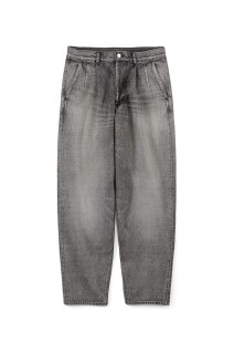 Selvage Denim Two Tuck Tapered Pants - BLACK_LIGHT FADE (GU251-40187LB)