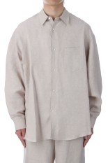 Linen Cupro L/S Oversized Regular Collar Shirt - BEIGE (GU251-50256)