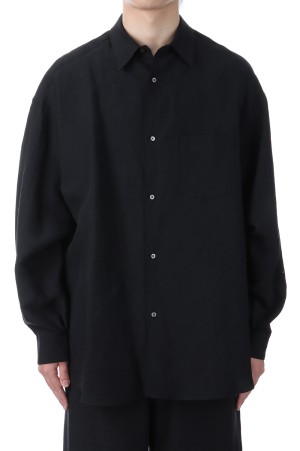 Linen Cupro L/S Oversized Regular Collar Shirt - BLACK (GU251-50256)