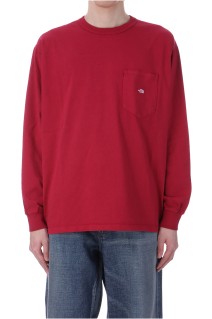 7oz Long Sleeve Pocket Tee - Crimson / Off White (N25SI101)