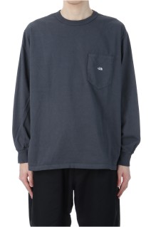 7oz Long Sleeve Pocket Tee - Asphalt Gray / Off White (N25SI101)