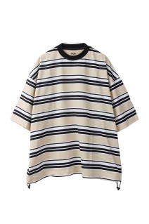 BALLOON BORDER T-SHIRT - BEIGE x WHITE x BLACK (25SS_04_31SSSH05-2)