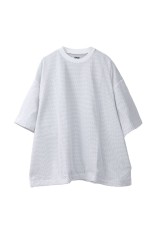 BALLOON BORDER LAYERED MESH T-SHIRT - WHITE x NAVY border (25SS_07_1006SSCS08-2)