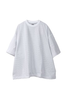 BALLOON BORDER LAYERED MESH T-SHIRT - WHITE x NAVY border (25SS_07_1006SSCS08-2)