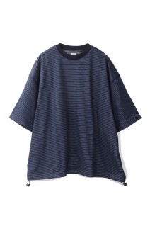 BALLOON BORDER LAYERED MESH T-SHIRT - NAVY x WHITE border (25SS_07_1006SSCS08-2)