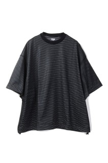 BALLOON BORDER LAYERED MESH T-SHIRT - BLACK x WHITE border (25SS_07_1006SSCS08-2)