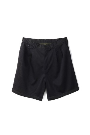 DOUBLE MESH TWO TUCK SHORTS - BLACK x KHAKI (25SS_25_1007SSSH04-M1)