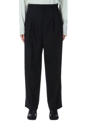TECHNO WOOL TWILL EASY TUCKED PANTS - BLACK (PRAGGM0710)