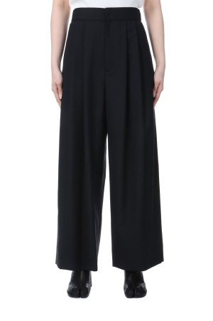 WOOL TROPICAL WIDE EASY PANTS - BLACK (PRAGGM0110)