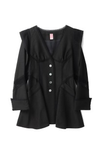 LACE-PANELED JACKET - BLACK (FTC252-0208)