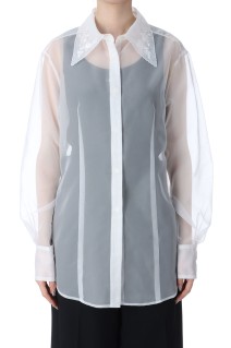 ROSE EMBROIDERED SHEER SHIRT - WHITE (FTC252-0109)