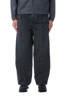BLEACHED DENIM WIDE-LEG BUGGY PANTS - BLACK (YK25SS0929P-B)