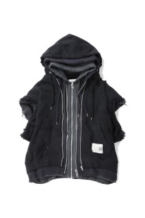 TRIPLE LAYERED NO SLEEVE PARKA - BLACK (A14VT562)