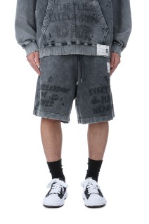 BLEACHED SHORTS - BLACK (A14SP544)