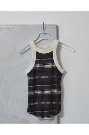 Jacquard Border Tanktop -INDIGO (12510614)