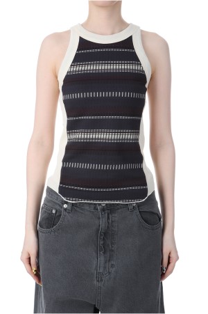 Jacquard Border Tanktop -INDIGO (12510614)