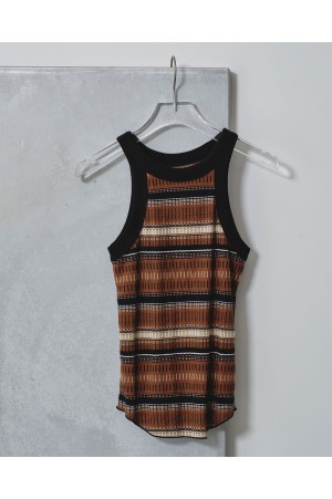 Jacquard Border Tanktop -BROWN(12510614)