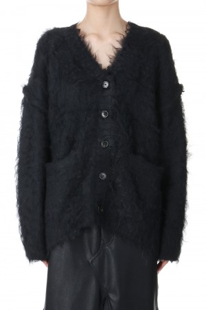 Fluffy shaggy cardigan -BLACK (21242365701)