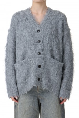 Fluffy shaggy cardigan -GRAY (21242365701)