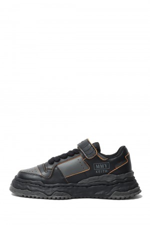 KEITH LEATHER LOW-BLK/GRY(A13FW702) (~Size39)*
