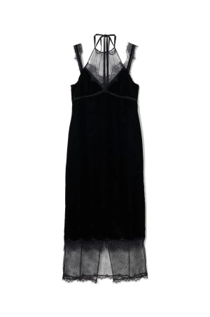 flower lace black velour camisole dress(TD-25SS-DR51)