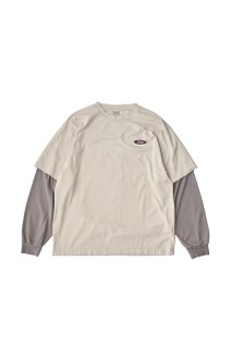 Oval Logo Layered L/S Tee - Ivory / Grey (SD25S-CT04)