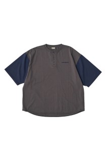 Henleyneck Baseball Tee - Charcoal / Navy (SD25S-CT05)
