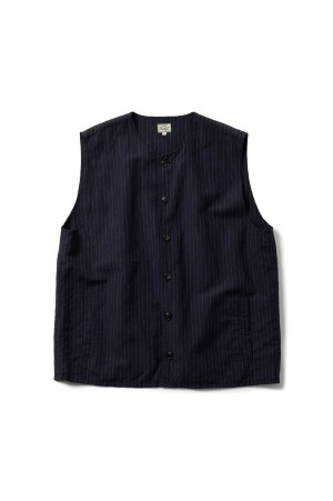 LINEN / WOOL TROPICAL CREW NECK VEST - NAVY (GL15676)