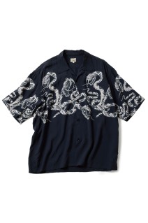 MONOTONE SNAKE S/S OPEN SHIRT - BLACK (GL39440)