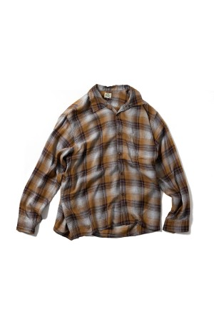 RAYON CHECK L/S OPEN SHIRT - BROWN (GL29435)
