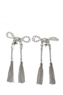 crystal ribbon chain earrings - pierce - Silver (TD-24SS-AC15)
