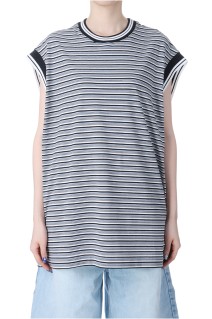 90's Stripe NoSleeve T-shirt - BLACK (S3.5-0511W)