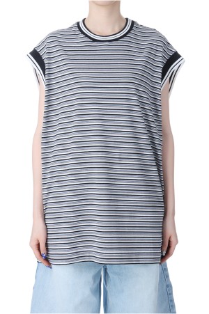 90's Stripe NoSleeve T-shirt - BLACK (S3.5-0511W)
