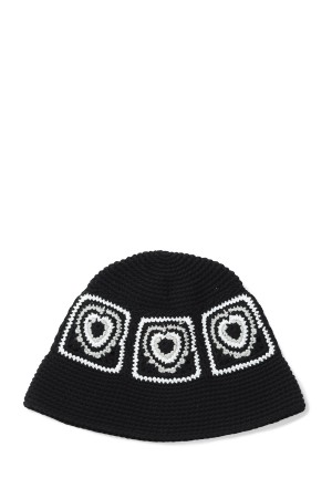Heart Crochet Bucket Hat - BLACK (S3.5-1206)