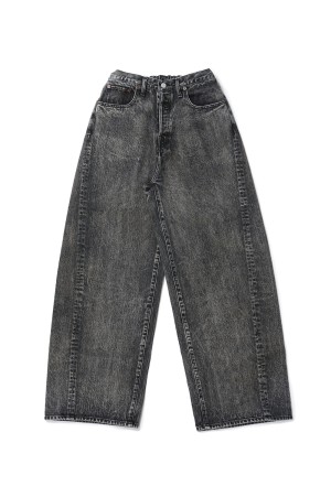 TWIST SEAM BAGGY VINTAGE DENIM JEANS - BLACK (ST.1074)