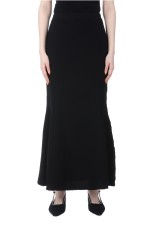 Shirring Jersey Jacquard Flare Skirt - BLACK (MM25SS-JS028)