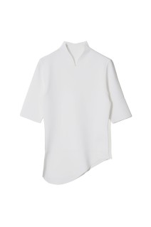 Asymmetric Neck Knitted Top- WHITE (MM25SS-KN089)