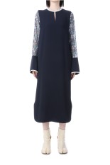Floral Lace-Sleeve Classic Dress - NAVY (MM25SS-DR102)