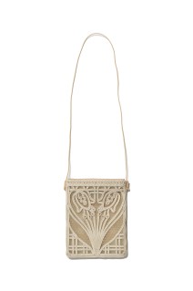Cording Embroidery Pouch With Leather Strap - BEIGE (MMSS17-AC402)