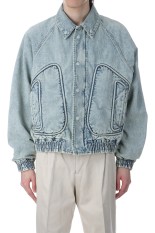 PIPING DENIM BOMBER JACKET - FADED INDIGO (2541000401)