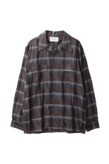 OMBRE PLAID OPEN COLLAR SHIRTS - STAGGER DARK PURPLE (2541000501)