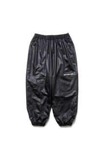 Damp Coated Satin Wide Track Pants - Black (CTE-24A124)