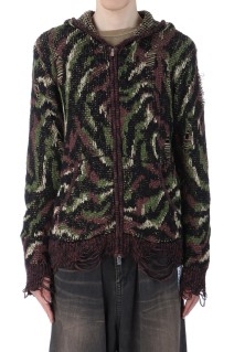 Camouflage Zip Knit Hoodie - KHAKI (G14HD072)
