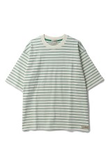 Union Short Sleeve Striped Tee - OFF WHITE / GREEN