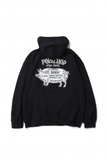 PORK BACK HOODIE / BLACK x WHITE
