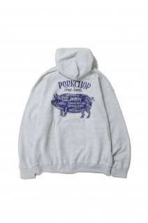PORK BACK HOODIE / ASH x NAVY