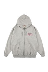 SD US Cotton Script Logo Zip Hood Sweat - GRAY