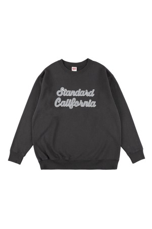 SD US Cotton Script Logo Crew Sweat - BLACK
